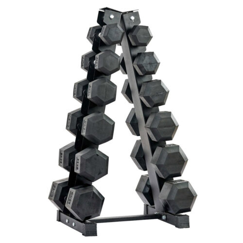 Complete Hex Dumbbells Set With 6 Tier Stand